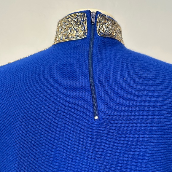 New With Tags Della-Knit 100% Wool Royal Blue Zip Up Sweater - Picture 3 of 8